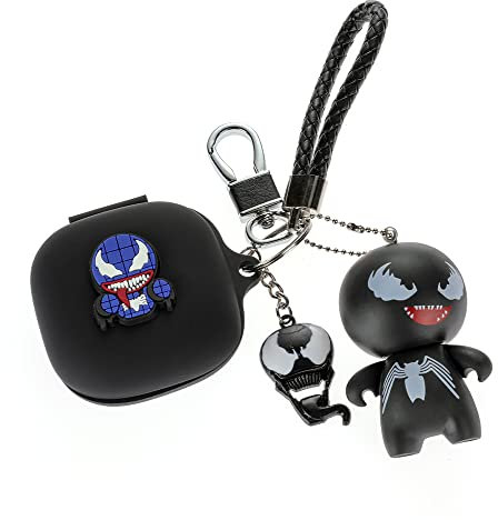 Case for Beats Fit Pro 2021 Earbuds, XMBYGY Beats Fit Pro Cartoon Headphones Charging Silicone Case Cover with Cute Doll Keychain Full Body Anti-Lost Lanyard Protection (VenM)