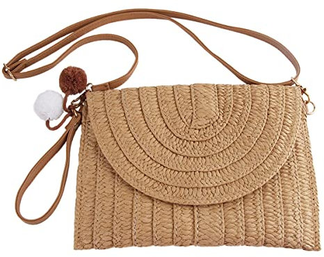 Taozoey Sac Paille de Plage Femme, Sac a Main, Pochette Bandoulière Femme, Pour Telephone Portable, Sac de Vacances à la Plage