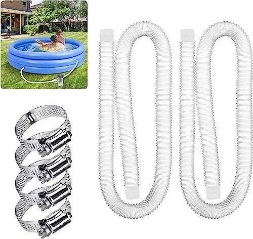 Xakay Tubo di Ricambio1,25 Pollici di Diametro per Piscine Fuori Terra, Tubo per Pompa da Piscina con Morsetto Metallo per Pompa con Filtro Intex Tubi - 1,5 Metri di Lunghezza (2 Pezzi)