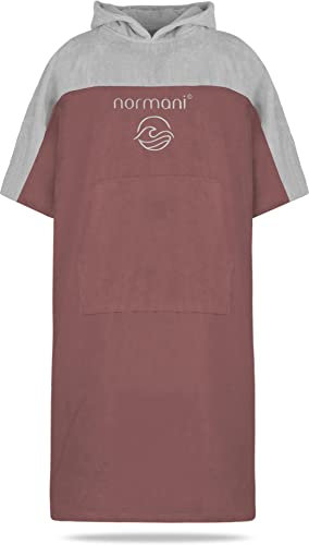 normani Badeponcho für Erwachsene aus Bio-Baumwolle - Strandponcho Surfer-Poncho mit Kapuze - Strand Umziehhilfe für Herren und Damen Farbe Rosa Größe L-XL