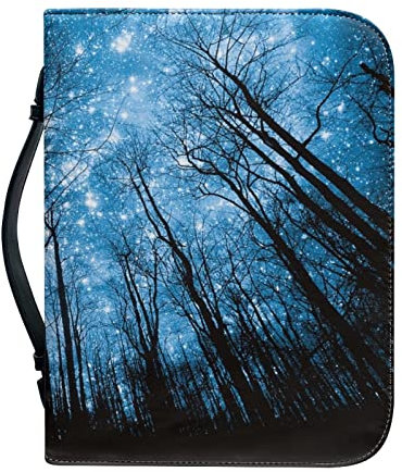 Kuiaobaty Buchhülle mit Sternenwald, für Bibel, Roman, Buch, Sterne, Nacht, Leder-Tragetasche, Kirchentasche mit Stifttaschen