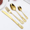 Individuell graviertes Besteck, individuelles Geschirrset mit Geschenkbox, personalisierter Schriftzug, Namensgabel/Messer/Löffel, Edelstahlbesteck (Gold)