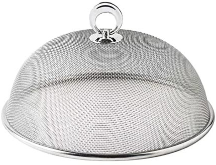 JISADER Abdeckhauben für Lebensmittel Edelstahl, Rund Obst Fliegenhaube Langlebig, Abdeckung Teller Fliegen, Runde Lebensmittel Abdeckung für Küche Camping Picknicks Partys Grillen, Silber, 35CM