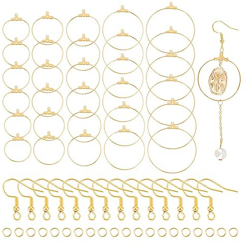 UNICRAFTALE 30 Sets Gold DIY Ohrring Herstellung Set - 304 Edelstahl Creolen Mit Offenen Biegeringen und Haken - Zubehör Für Schmuckherstellung