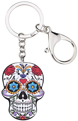 NEWEI Acryl Halloween Horror Schädel Zombie Schlüsselanhänger Voodoo Puppe Anhänger Schmuck für Frauen Mädchen Handtasche Autozubehör (Halloween Zuckerschädel I)