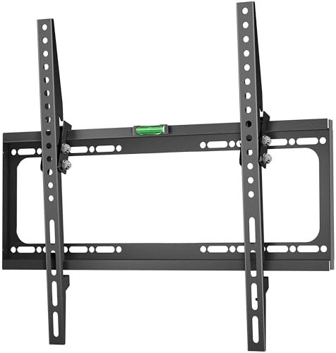 Tilting TV Wall Bracket for 26-55 Inch Screen, Universal TV Wall Bracket Tilt up to 45 kg - Flush TV Wall Mount Tilt VESA 75x75 - VESA 400x400/ Wall Mounted Screen/TV Holder for Wall TME-44B Black