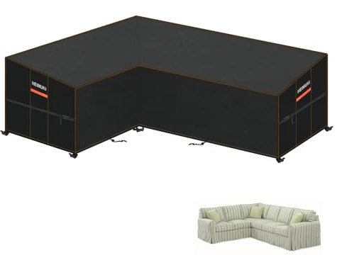 HEIMUNI Gartenmöbel Abdeckung für L-Form Sofas Wasserdicht Ecksofa Abdeckplane mit Belüftungsöffnungen, Winddicht Lounge Abdeckung Loungemöbel Abdeckhaube für L Form Lounge 180x250x90x80/65cm