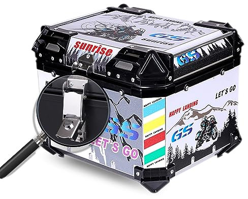 FUYAO Motorradkoffer Aluminium Top Case Rollerkoffer 45L Helmkoffer Gepäckträger Koffer Mit Sicherheitsschloss Reise Heck Koffer für Roller, Motorrad, Mofa & Quad