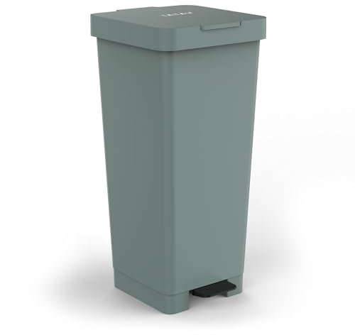 TATAY Cubo de Basura Cocina con Pedal Smart 40L | Diseño Compacto y Funcional | Uso Interior y Exterior | Apto para Bolsas de 30L a 50L | Plástico Reciclado Libre de BPA | 33x31x67cm, Verde