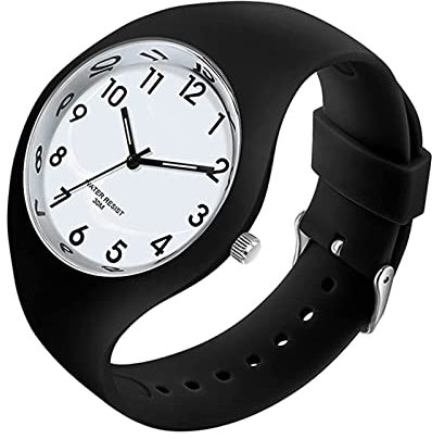 BIEWO Armbanduhren für Damen, Lady Jelly Serie Sport Silikonband Armbanduhr, elektronische Sipmle Krankenschwester Quarz Armbanduhr Uhren für Junge Frauen, schwarz/weiß, Japanisch