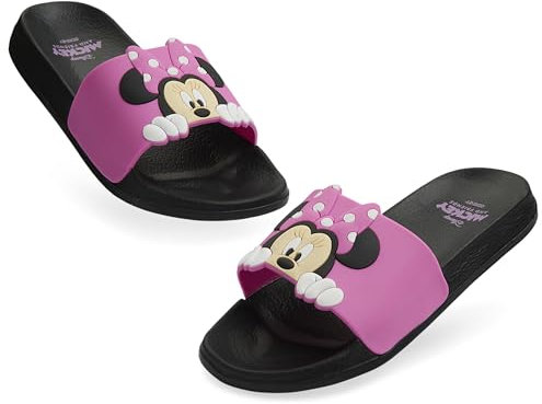 Disney Ciabatte da Piscina Bambina - Ciabatte Estive di Gomma Bambina Ragazza Mare Spiaggia Stitch Minnie (Nero/Rosa Minnie, 28-29 EU)