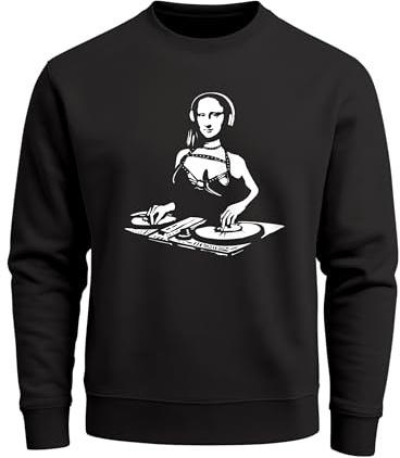 Neverless® Sweatshirt Herren Bedruckt Mona Lisa Techno Festival DJ Electronic Music Rave Fashion Streetstyle