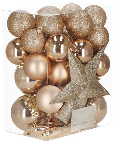 SPRINGOS Christbaumkugeln-Set Kunststoff 33-teilig Verschiedene Größen Weihnachtskugeln