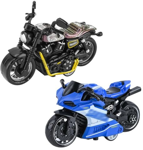SHDIEHJFMLDH 2 Stück Legierung Motorrad Spielzeug,Pull Bac Fahrzeug Spielzeug,Spielzeugautos Set,Motorrad Modell für Freunde und Kinder,für Lernspiel, Geburtstagsparty-Geschenk(lila und blau)
