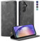 KZB Handyhülle für Samsung Galaxy A55 5G Hülle Premium Leder Klappbar Tasche Flip Case Magnet Kartenfach Standfunktion Klapphülle Schutzhülle für Samsung Galaxy A55 - Grau