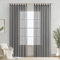 MIULEE Voile Gardinen Vorhänge mit Schlaufen Leineneffekt Halbtransparent Vorhange Elegant Einfach Leinenoptik für Wohnzimmer Schlafzimmer 2er Set, 140×260(H×B), Dunkelgrau