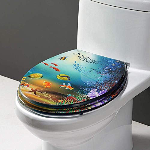 Toilettensitz, Toilettendeckel, leise, langsam, Harnstoff-Formaldehydharz-Oberseite, fest, U/V/O-Form, kompatibler Bezug, Schnellverschluss, leicht zu reinigen, für blaues Badezimmer, Segelboot (Unter