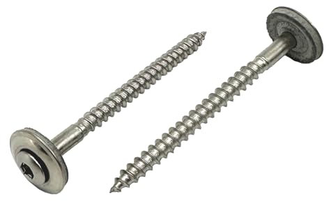 BRESKO Spenglerschraube mit Dichtscheibe Edelstahl A2 TX20 Dachdeckerschrauben V2A Rostfrei Holzschraube EPDM Dichtung Dichtschraube (50, 4,5x80 mm)