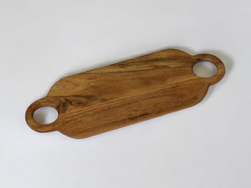 Vesta Homes Piatto in legno, tagliere da portata, tagliere per salumi e formaggi per cucina | Legno di acacia naturale | 61x23x1,5cm| Prodotto artigianalmente in India