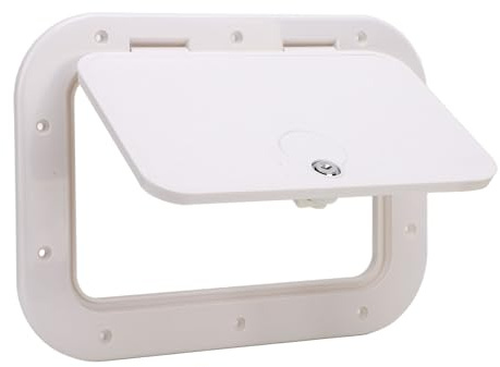 Fockety Bootsluke, 30,5 X 20,3 cm, Rechteckige Bootsdeckluke mit 90°-Deckelscharnier, Marine-Bootsdeck-Zugangsluke und Deckel, Inspektionsluke für Boot, Yacht, Wohnmobil (weiß)