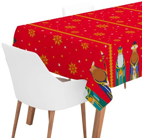 OH YEAH 1 unité - Rouleau de nappe en papier de Noël - Motif rois mages - 1,2 x 5 m - Décoration de table de Noël - Nappe rectangulaire - Finition brillante (rouleau nappe rouge)