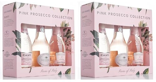 The Pink Prosecco Collection – a gift box containing three of Italy’s most iconic Rosé brands; Canti, La Gioiosa & Sant’Orsola prosecco – 3 x 20cl bottles (Pack of 2)