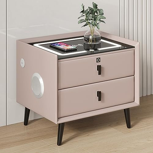Smart Wireless Charger Nachttisch Nachttisch mit verstellbaren LED-Lichtern – Zuhause Schlafzimmer Möbel