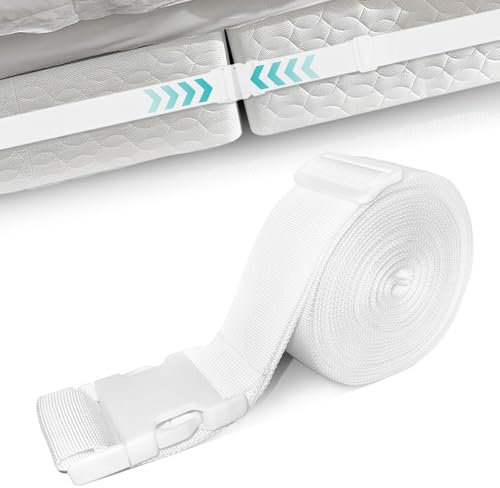 PRZRAO Supporto per Materasso, 10,4Mx5cm Cinghie per Materasso, Cinghia Unisci Materassi Regolabile, Unisci Materassi Singoli in Matrimoniale, Cinghie Materasso Matrimoniale