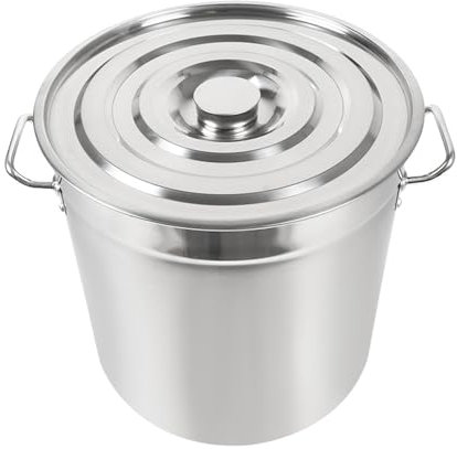 Olla para verduras y sopa de 40 cm de diámetro, 50 litros, acero inoxidable 201, sin revestimiento, olla para gastronomía, olla con tapa, olla alta, olla grande, olla para verduras apta para todo tipo