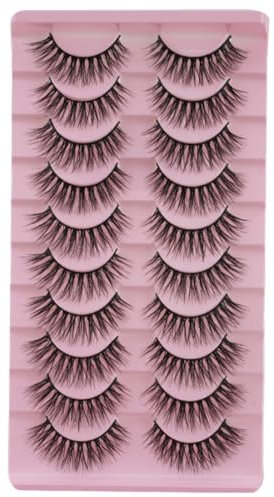ZEPIQOR 10 Pares de Media Pestañas Postizas Naturales Ojo de Gato, Media Pestañas Postizas Lashes Estilo, con Banda Transparente, Pestañas Postizas Naturales Artificiales Reutilizable