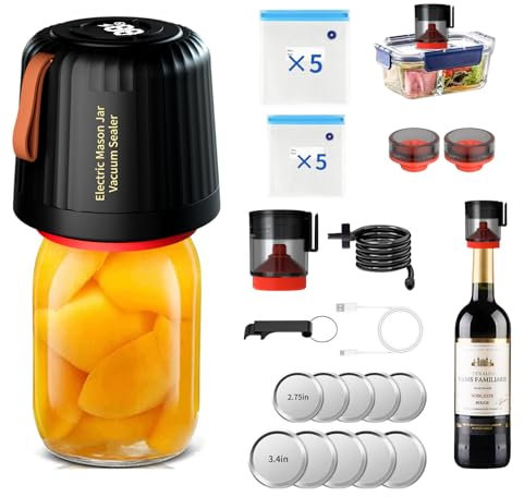Electric Mason Jar Vacuum Sealer Kit Catoco Vacuum Sealer Jar Vacuum Sealer Food Machine with Vacuum Bag Bottle Wide& Regular Mouth Mason Jars Vacuum Sealing Machine for Food Storage