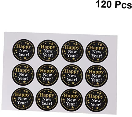 KICHOUSE Modische Runde Aufkleber 120 Stück Happy New Year-etiketten Für Bastelarbeiten Schultaschen-dekoration