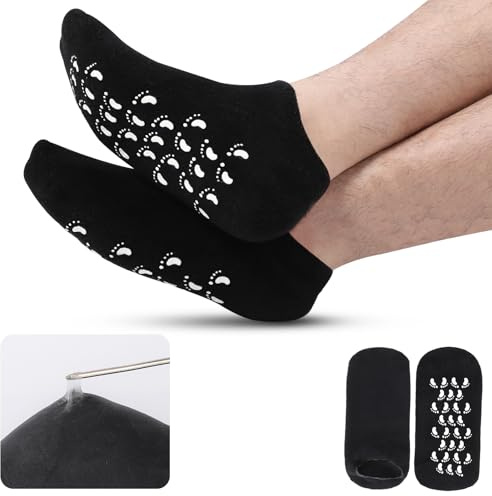 Silicone Moisturizing Socks for Men - 1 Pair Soft Foot Care Socks - Large Size Feet Moisturizing Socks for Dry Cracked Feet (Size L)