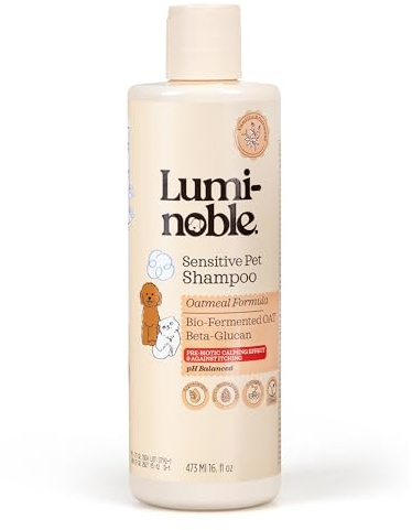 Sensitives Hunde-Shampoo 473ml - für trockene und gereizte Haut - Mit fermentiertem Granatapfel & Eukalyptus gegen Malassezia - Vegane Hypoallergene Formel - Mit Kollagen & Präbiotika - Lumi-Noble