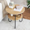 Mingone Beistelltisch Rund Couchtisch Holz mit 2 Etagen Marmor Wohnzimmertisch Stylischer Sofatisch Runder Tisch Kleine Clarks（50cm）