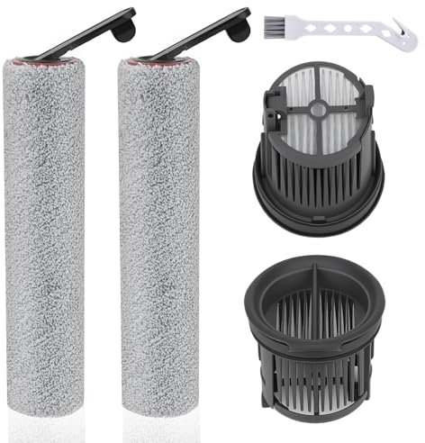 Attemart H14 Pro Accessoires pour Dreame H14, H14 Pro, H14 Dual Aspirateur Laveur Sec Et Humide pièces de rechange, 2 rouleaux à brosse, 2 filtres,1 brosse de nettoyage, 5 pièces