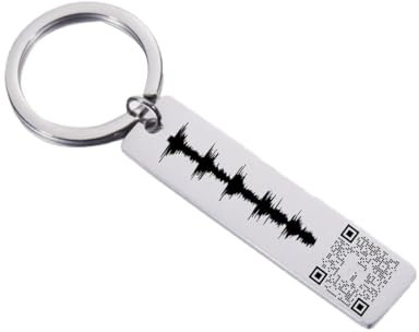 Porte-clés personnalisé avec QR Code à scanner, porte-clés personnalisé avec ondes sonores, cadeau d'enregistrement vocal gravé, cadeau pour la Saint-Valentin, cadeau musical