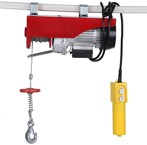 SRFTT Elektrischer Flaschenzug für kleine Haushalte, Stahlseil 12 m, 100–125 kg, 200–250 kg, Motor-Flaschenzug, 480–540 W