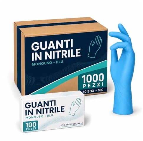 gef + medica 1000 Guanti Blu in Nitrile ULTRASOFT, Guanti Monouso Professionali, Senza Lattice e Polvere, Uso Medico, Alimentare, Industriale, Microruvidi, Resistenti e Confortevoli, Cartone Taglia S