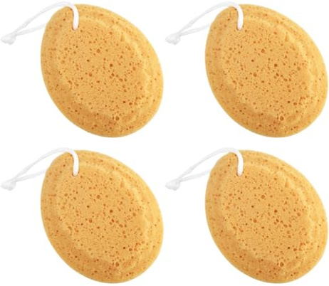 BETOOKY Duschschwämme Exfolierend und Baden 4 Stück aus Natürlichen Meeresalgen Schwamm Wabenförmig Geeignet für Babys und Kinder