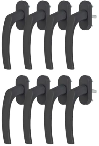 8 x Alu Fenstergriff in Grau RAL 7016 - Stiftlänge 45mm