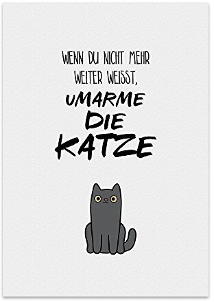 TypeStoff Kunstdruck, Poster mit Spruch – UMARME DIE KATZE – Typografie-Bild auf hochwertigem Karton - Plakat, Print, Wandbild - KD-00261-L