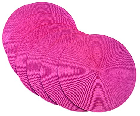 SCF2017 Runde gewebte Kunststoff-Tischsets, 38 cm, stilvolle und praktische Esstisch-Matten, 6er-Set, Rose