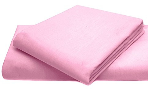 AmigoZone Cotton Percale Easy Care Polycotton Flat Sheet (Pink, Super King)