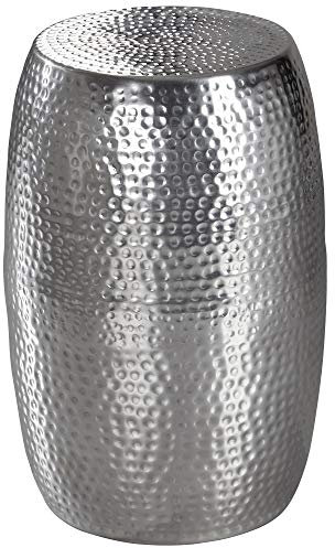 Wohnling Beistelltisch 30x49,5x30cm Aluminium Silber Dekotisch orientalisch rund, Kleiner Hammerschlag Abstelltisch, Designer Ablagetisch Metall modern, Anstelltisch schmal