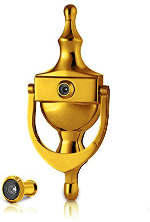 XFORT Türklopfer mit Türspion, poliertem Messing, viktorianische Urnen-Türklopfer für die Haustür, elegante Haustürmöbel mit klassischem Stildesi