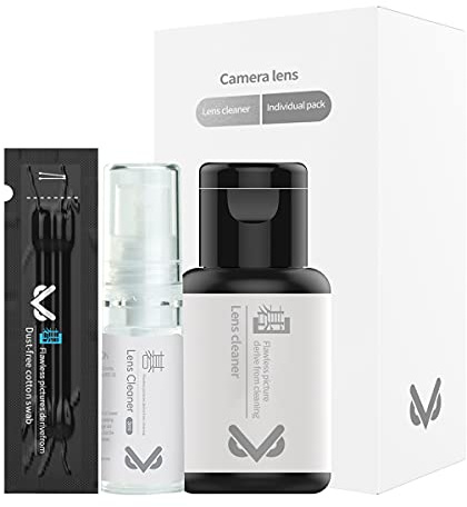 VSGO Camera Lens Cleaning Kit, Lens Cleaner Fluid, Dust-Free Cotton Swab and Dispensing Bottle Included, Compatible with Cameras, Lenses and Other Optical Products Clean(V-C01E)