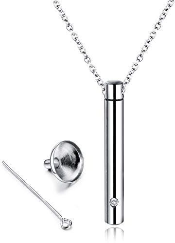 MUERDOU Ashes Necklace Cremation Jewelry Keepsake Holder Memorial Locket Cylinder Urn Necklace for Ashes Pendant