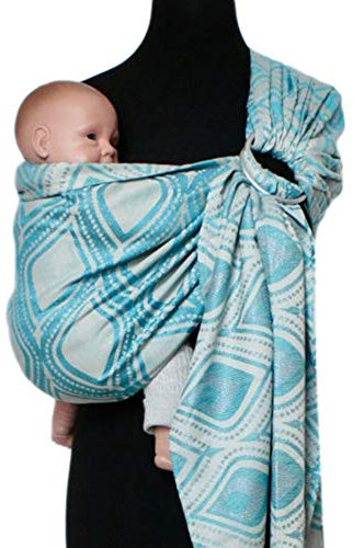 Kaami | Ring Sling | Geburt bis Kleinkindalter | Bauch- und Hüfttrageweise | diagonal gebundenes Tragetuch |, Farbe Ring Sling:Sparkling Peacock