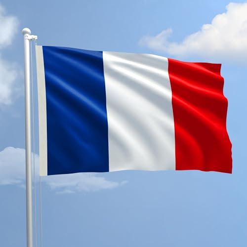Bandiera FRANCIA 100x150 cm in poliestere NAUTICO 115 gr/mq con doppia piega perimetrale, corda e guaina. Adatto sia IN/OUT DOOR